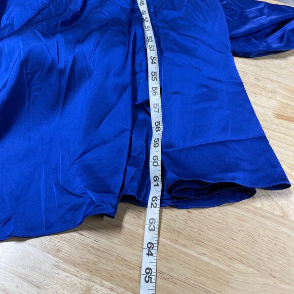 Mac Duggal NWT Satin Ruched Bishop Sleeve Gown Royal Blue Size 8 V-neck - Picture 11 of 11